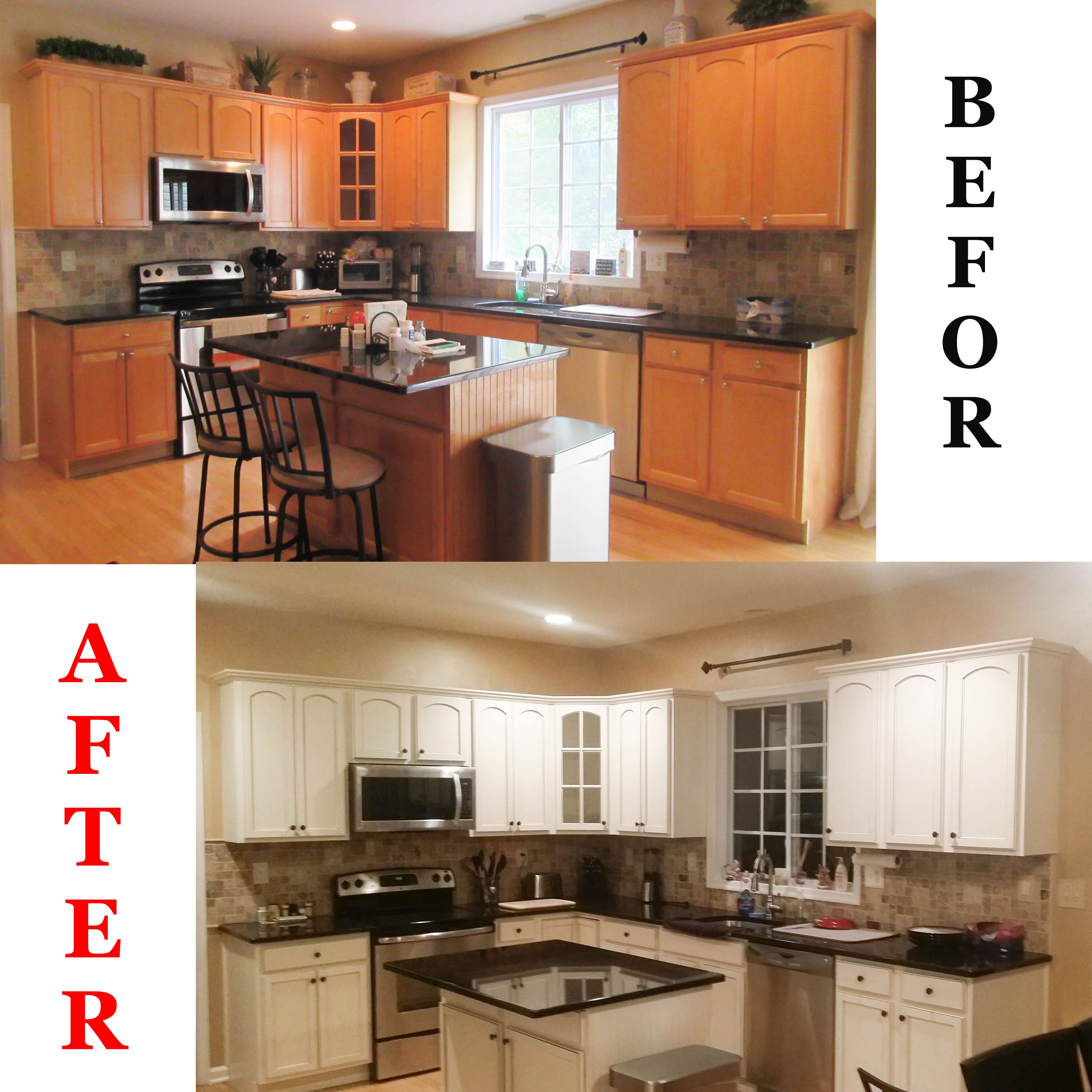 Kitchen Cabinet Painting Before And After | kitchen Cabinet Refinishing Before and After | Spray ...