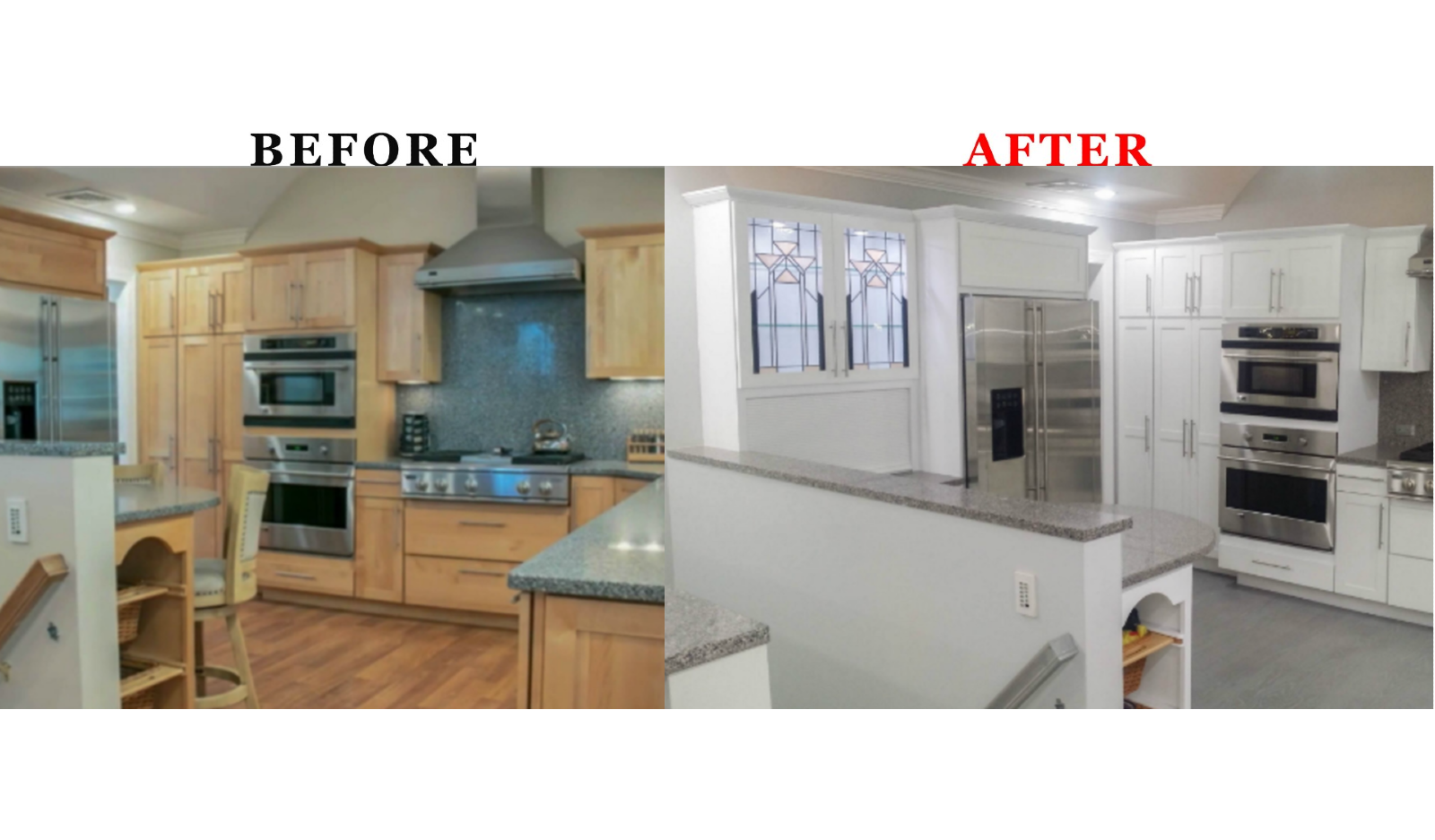 light greypainted kitchen cabinet before and after